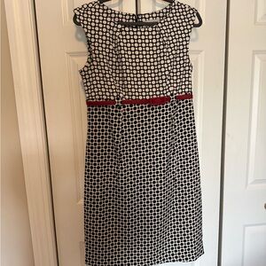 Size 10 Polka Dot Sleeveless Dress with Red belt. EUC